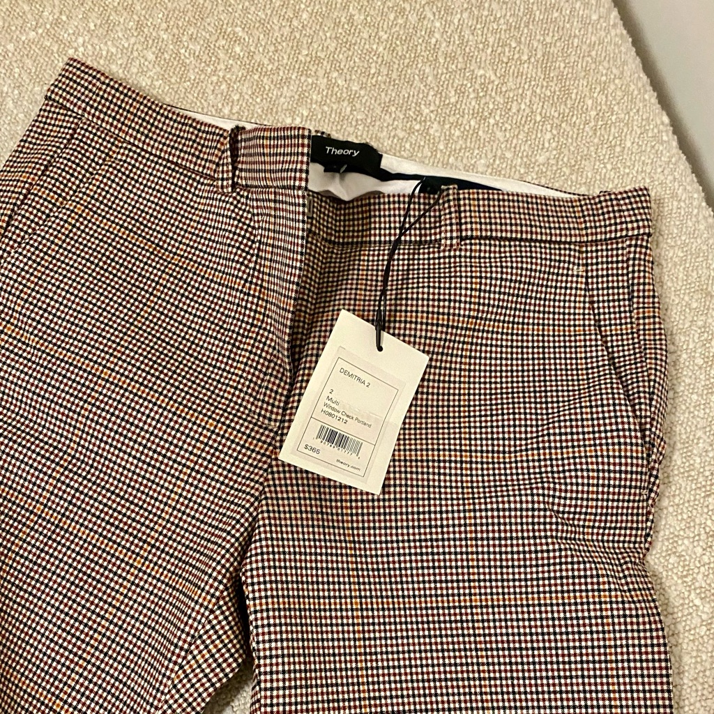 Theory Checkered Winter /Fall Pants Wide Leg Size 2